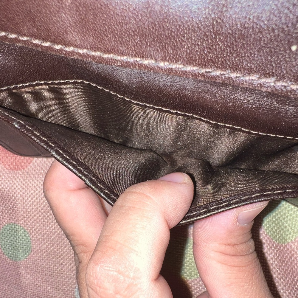 Coach Signature Brown Canvas Wallet with Dark Brown Trim - Picture 9 of 10